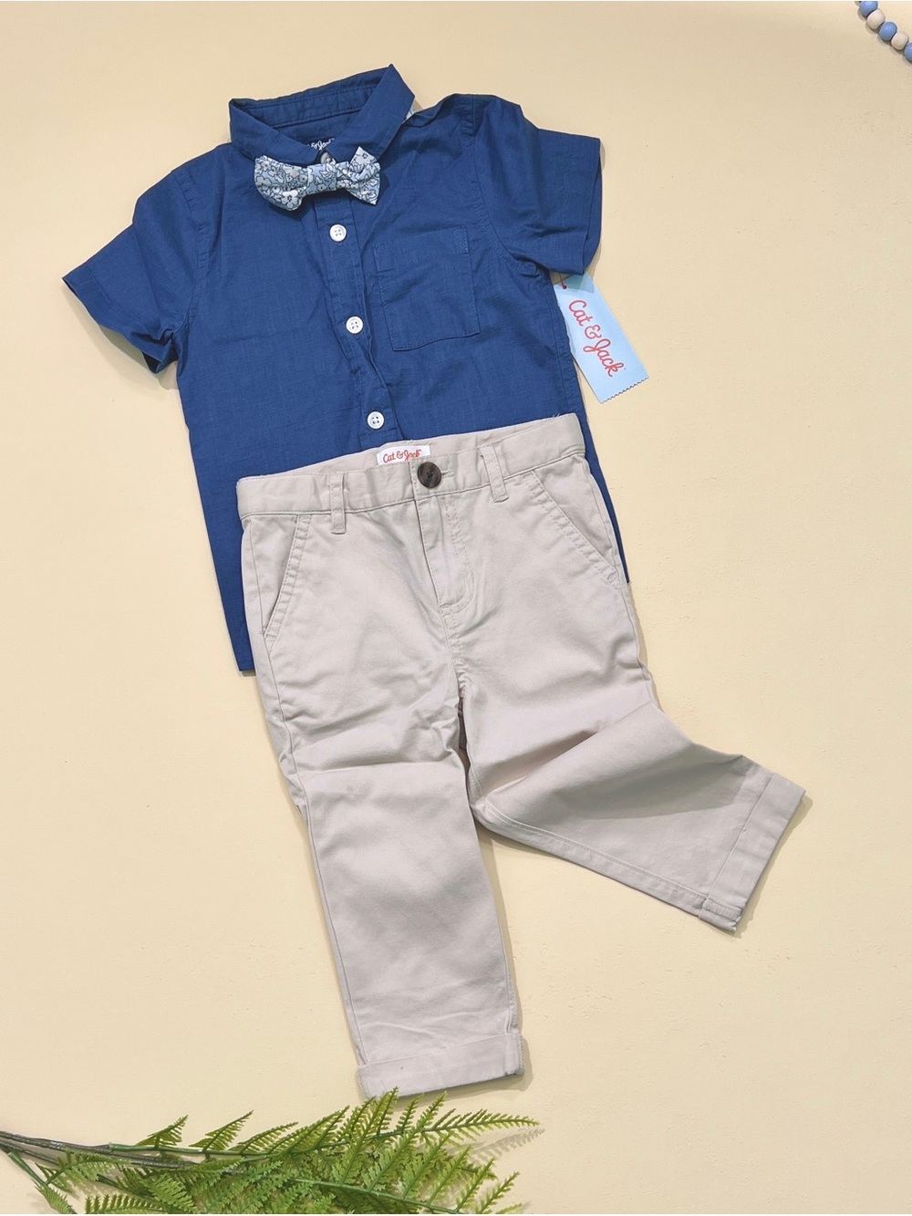 Cat & Jack 3 pieces Royal Blue Shirt with Light Khaki Pants Size 18M NWT